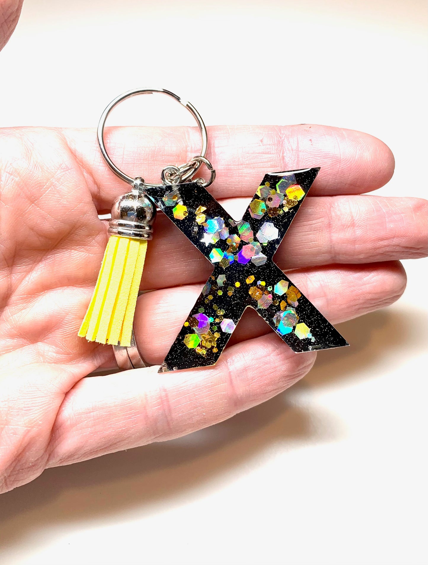 Black Initial Keychain