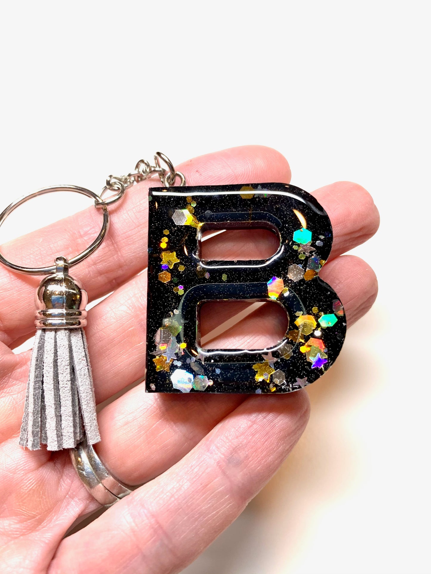 Black Initial Keychain