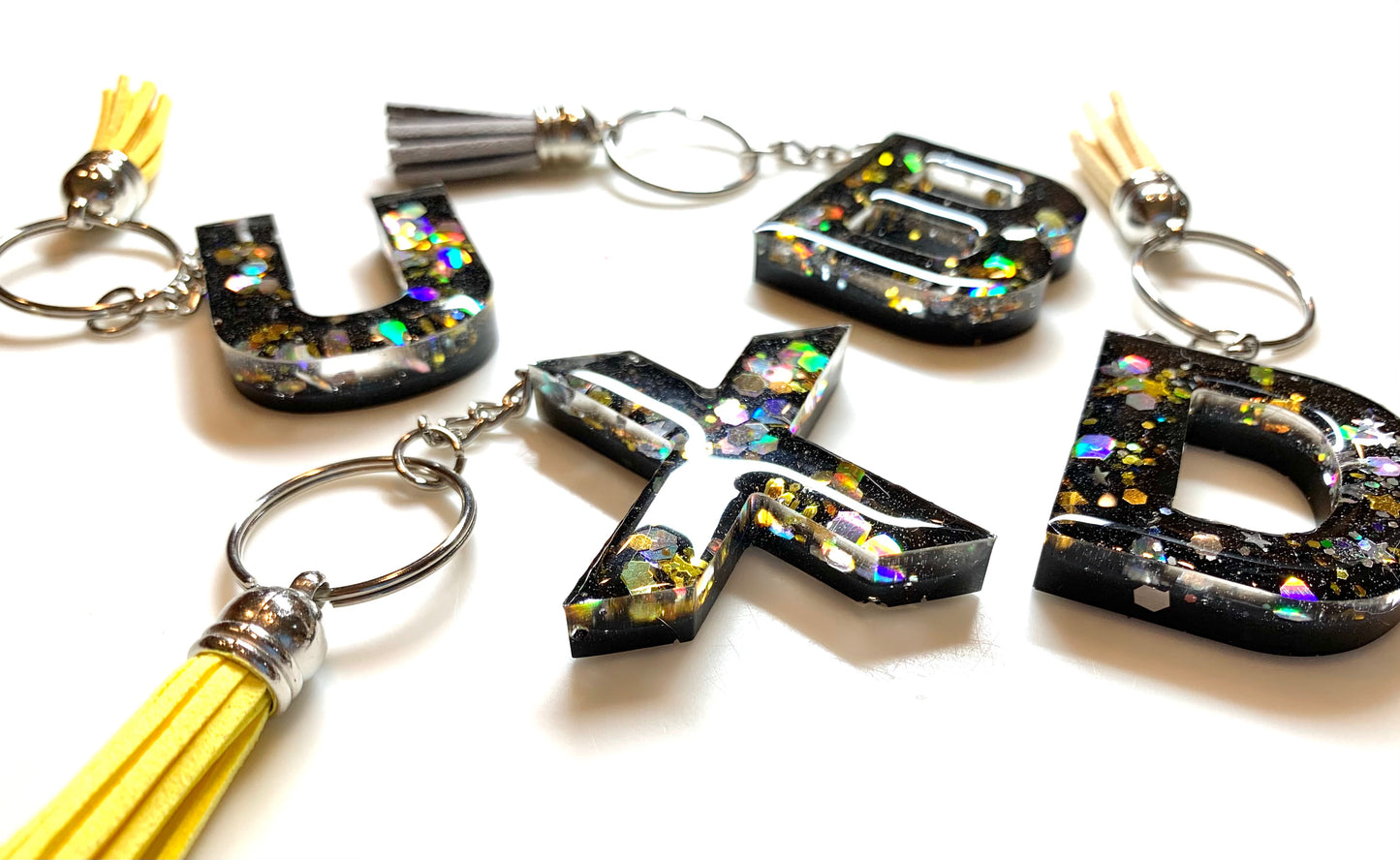 Black Initial Keychain