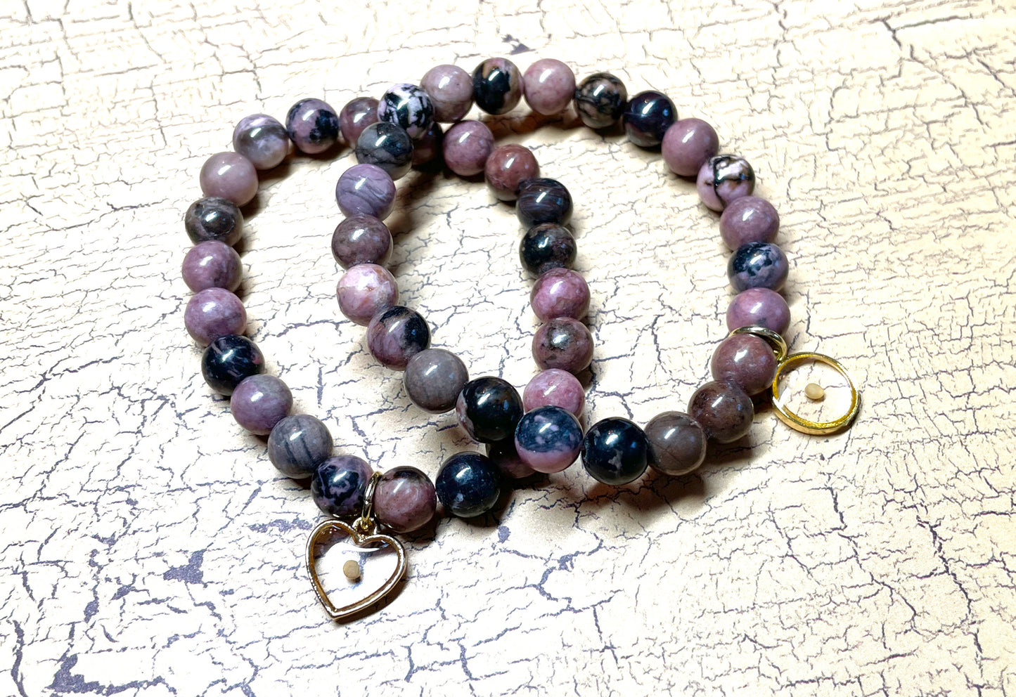 Mustard Seed Bracelet - Natural Rhodonite