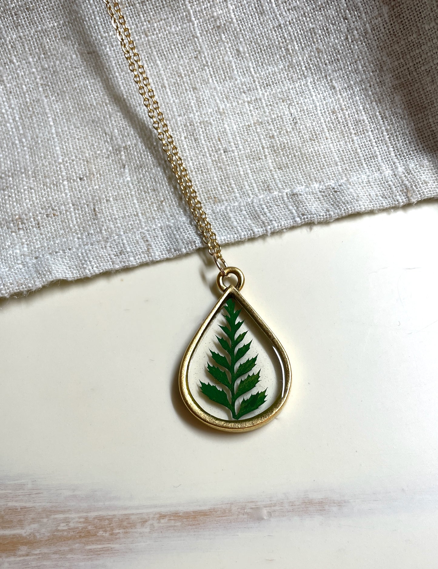 Classic Fern Teardrop Necklace