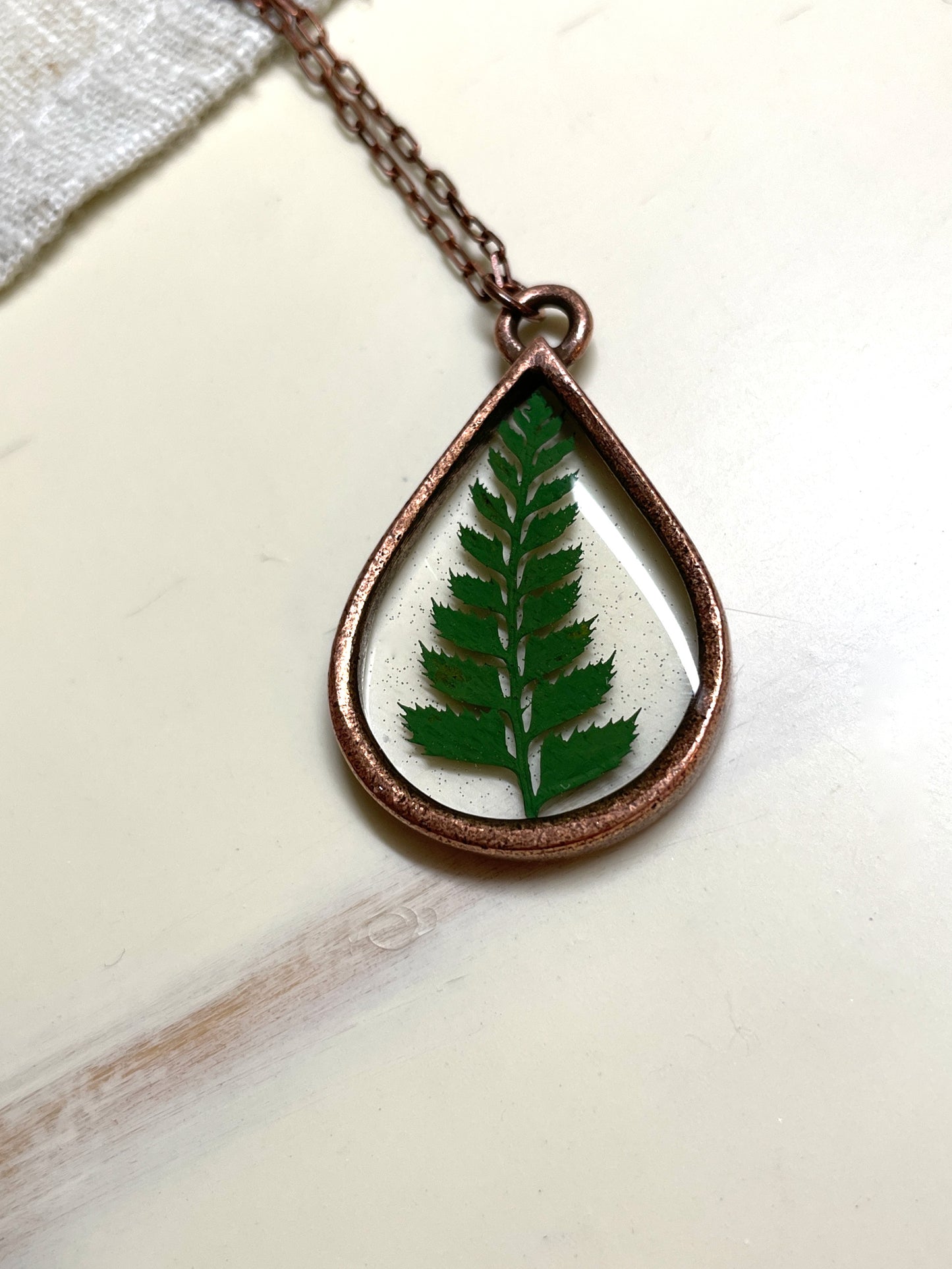 Classic Fern Teardrop Necklace