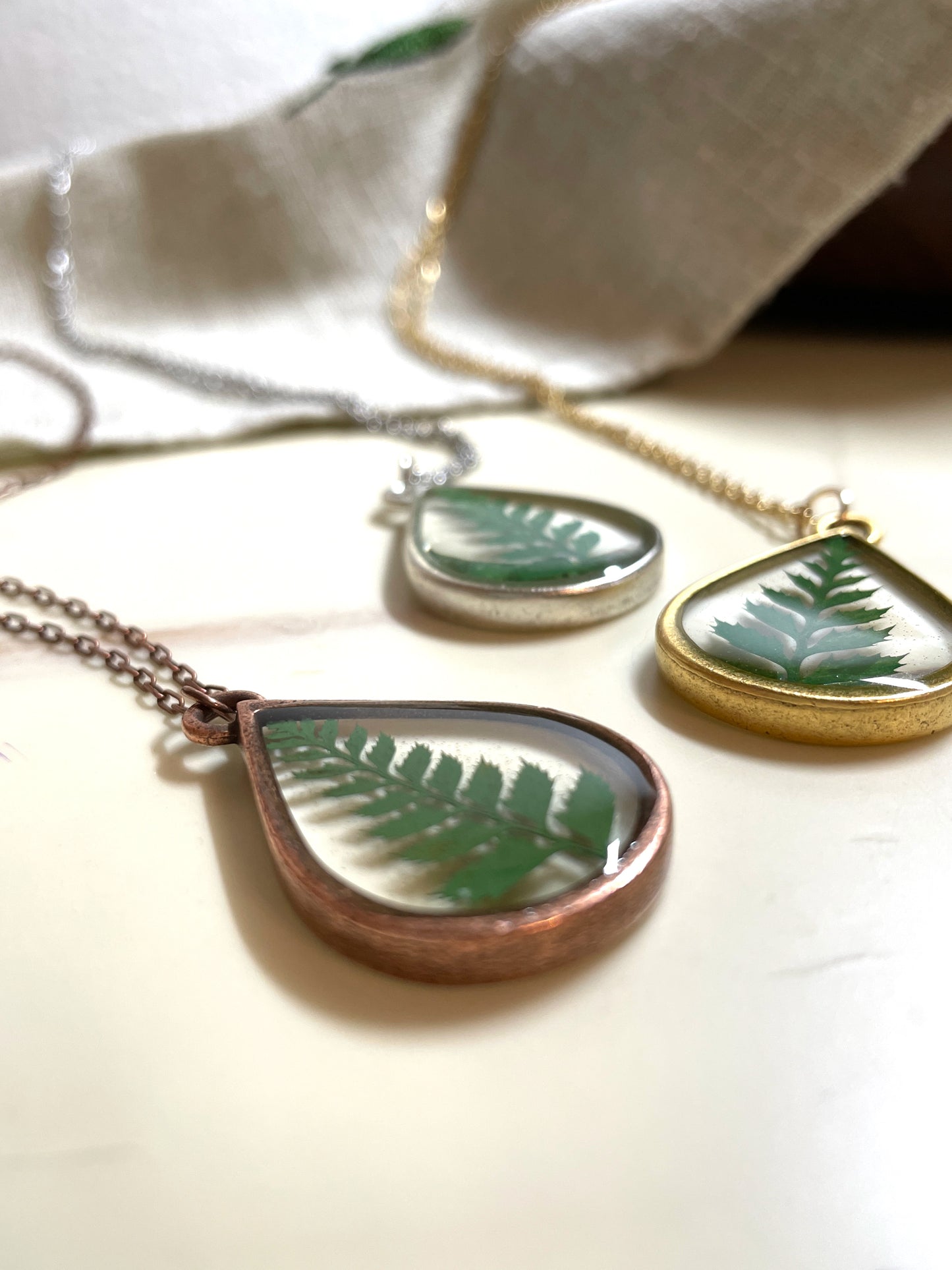 Classic Fern Teardrop Necklace